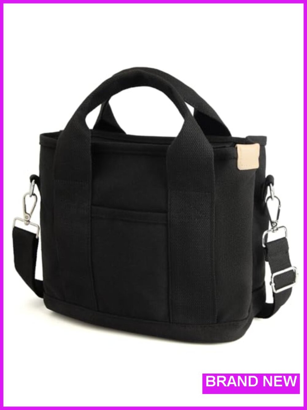 Small Canvas Tote Bag, Mini Crossbody Handbag with Zipper, Adjustable